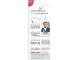 Katma Değer İçin Ar-Ge Desteklenmeli